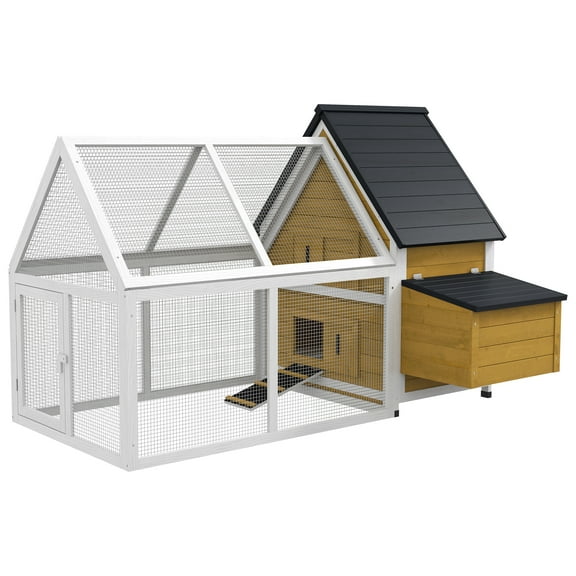 PawHut 65" Chicken Coop Wooden with Detachable Run for Backyard
