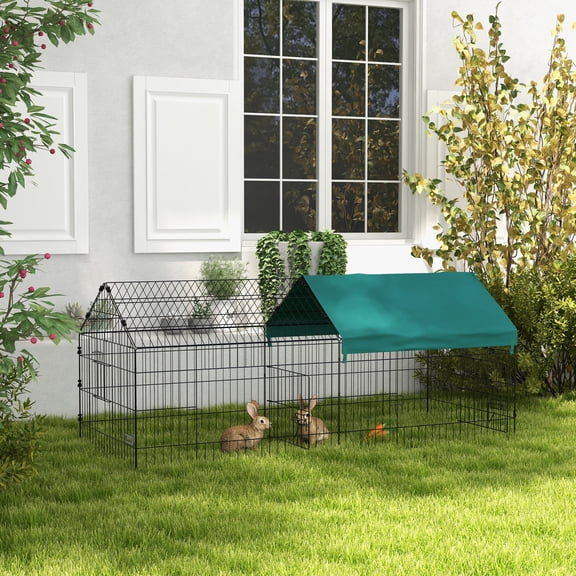 PawHut 73" Small Animal Playpen w/ Roof for Rabbit, Chicken, Chinchilla