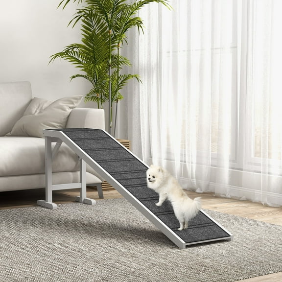 PawHut 74" Pet Ramp for Dogs & Cats with Non-Slip Carpet, White