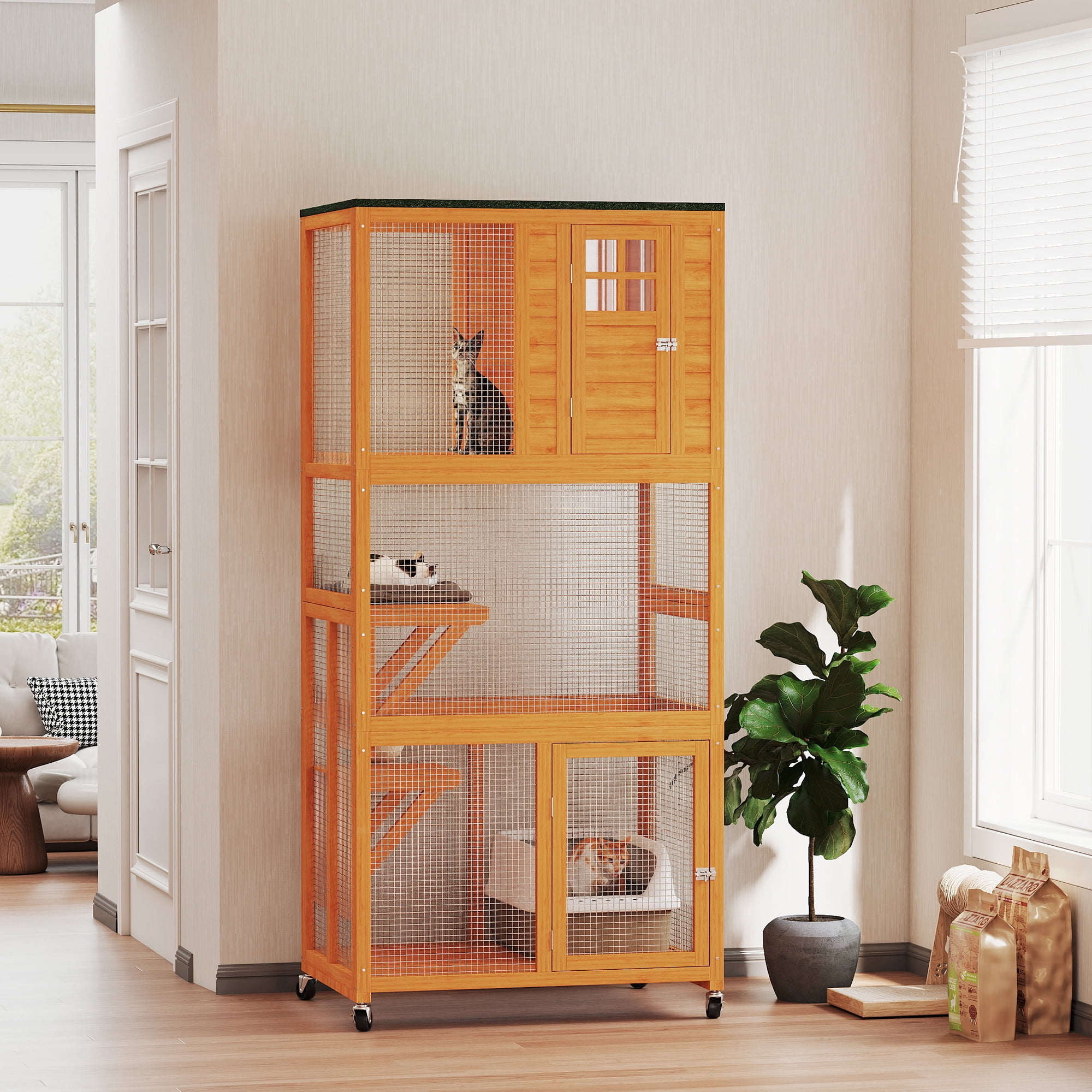 PawHut-74-Wooden-Outdoor-Cat-