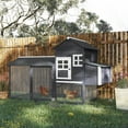 thumbnail image 1 of PawHut 84" Wooden Chicken Coop, Hen House Outdoor with Run Nesting Box, Asphalt Roof, Removable Tray, Ramp, Poultry Cage for 2-3 Chickens, Gray, 1 of 9