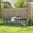 thumbnail image 1 of PawHut 90.5" Wooden Rabbit Hutch Bunny Cage with Double Side Run Boxes Gray, 1 of 9