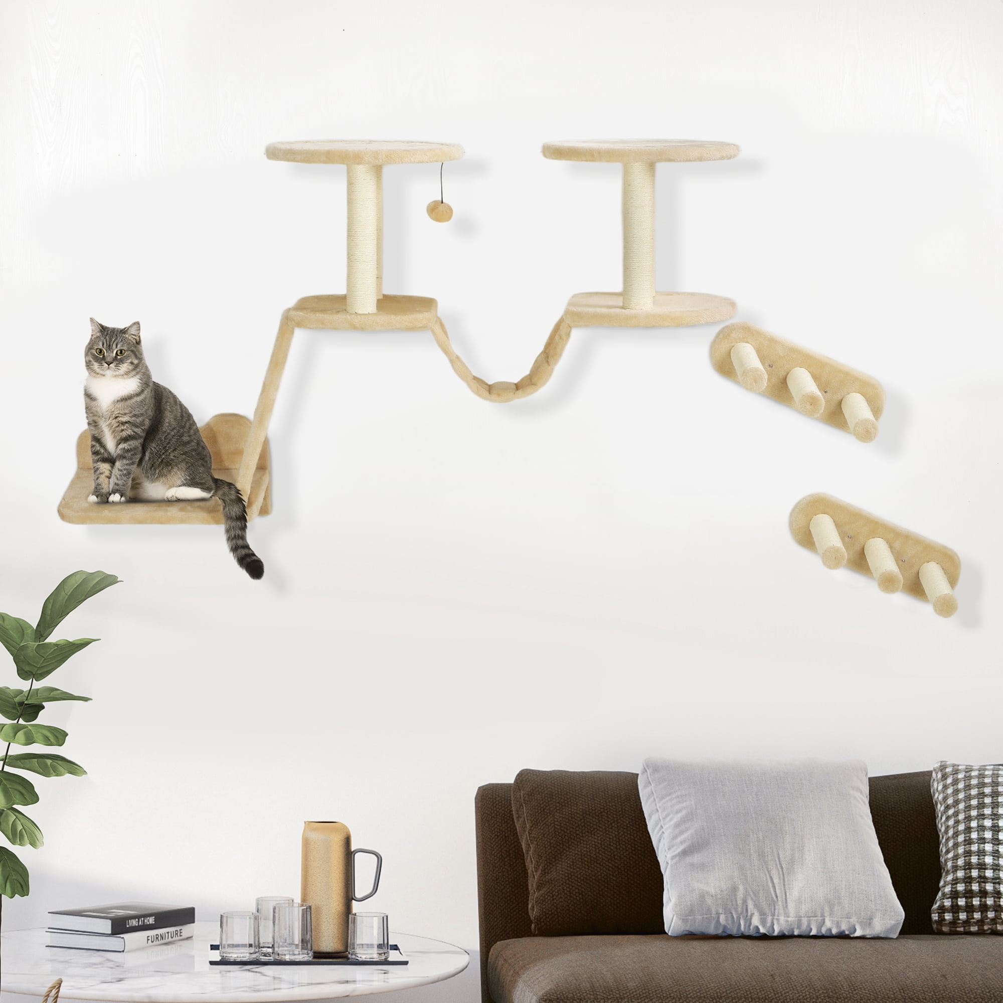 Photo inspiration: Picture Idea: Pawhut Cat Wall Shelves 3Pc Cat Wall Furniture W Scratching