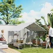 PawHut Catio Outdoor Cat Enclosure, 95" Extra Large Walk-in Cat House with Waterproof Cover, 2 Resting Boxes, 7 Jumping Platforms, for 5 Kittens