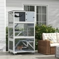 thumbnail image 1 of PawHut Catio, Outdoor Cat Enclosure House, Wooden Feral Cat Shelter on Wheels with Hammock, Platforms Ramps, and Waterproof Roof, 34", Gray, 1 of 9