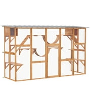 PawHut Catio Playground Outdoor Cat Enclosure Wooden Cat House Shelter