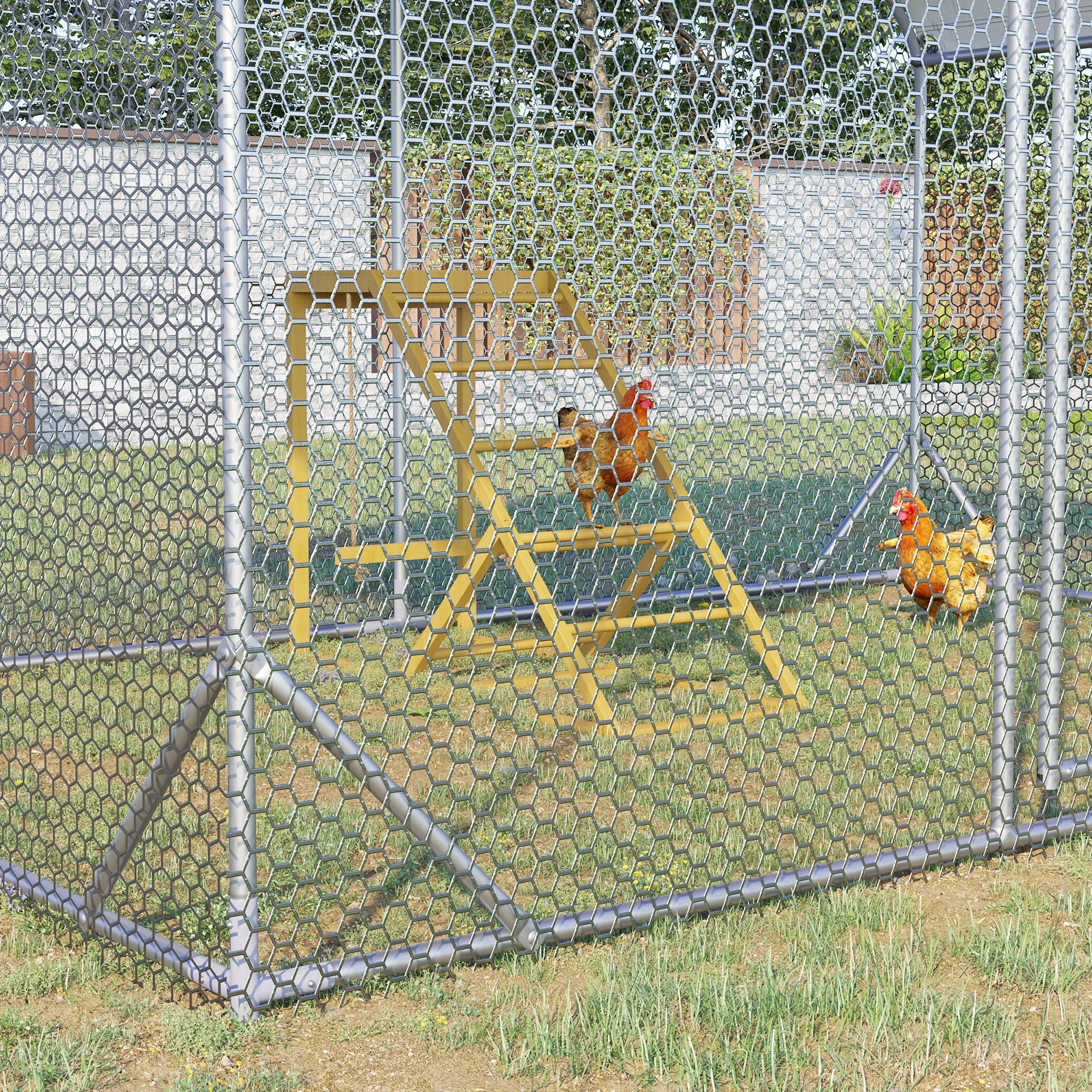 PawHut Chicken Activity Play Chicken Coop Toy Hen Accessory w/ Platform ...