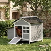 PawHut Chicken Coop Outdoor Weatherproof, Wooden Duck House with Nesting Box, Pull-Out Metal Tray, for 1-2 Chickens, Rabbits, Ducks, 36" x 25" x 27"