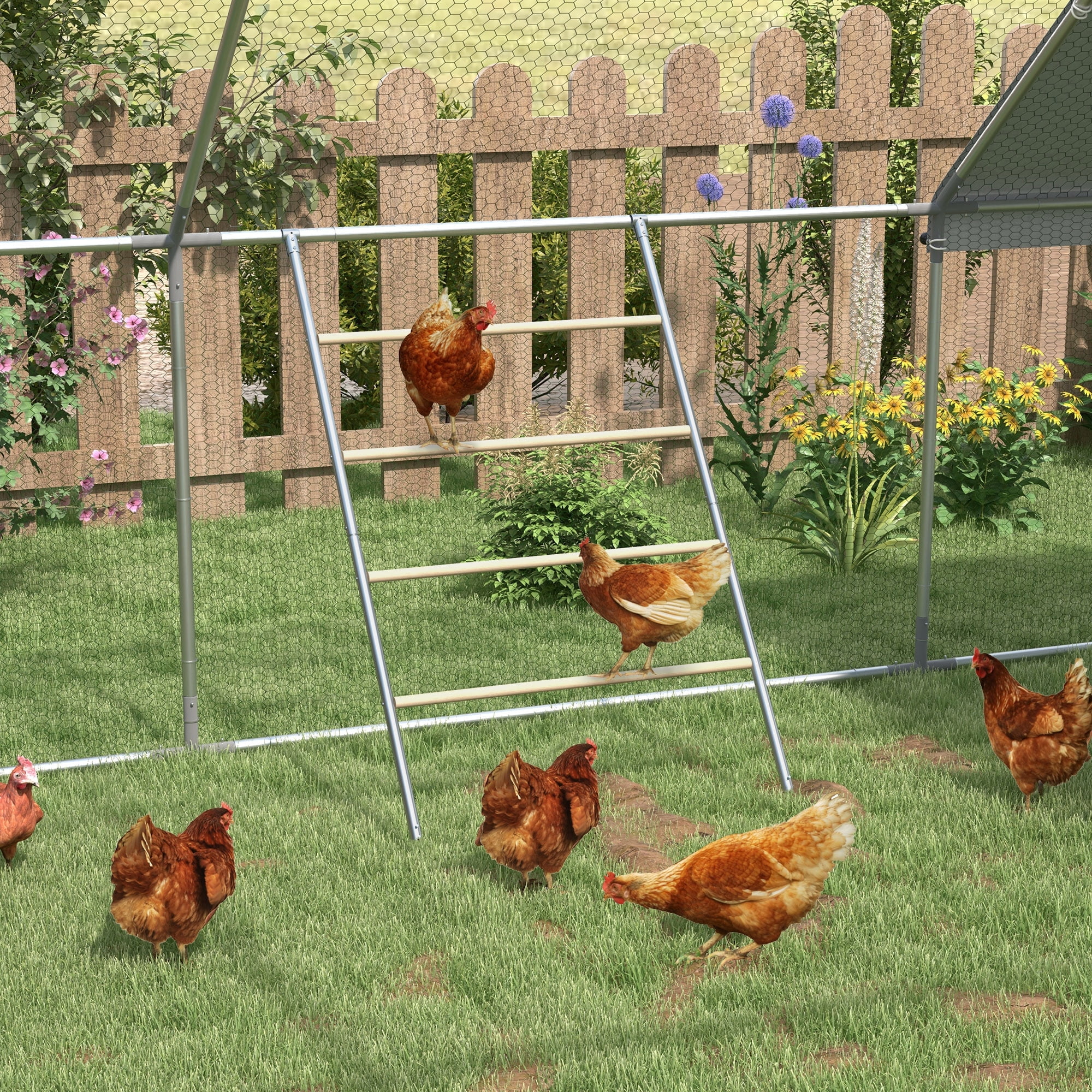 PawHut Chicken Perch for Coop, Jungle Gym Roosting Bar, 55" x 33.75"