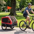 thumbnail image 1 of PawHut Dog Bike Trailer, Dog Cart Bicycle Carrier for S & M Dogs, Universal Bicycle Coupler, Flip-Down Ramp Tailgate, Support Up to 44 lbs, Red, 1 of 9