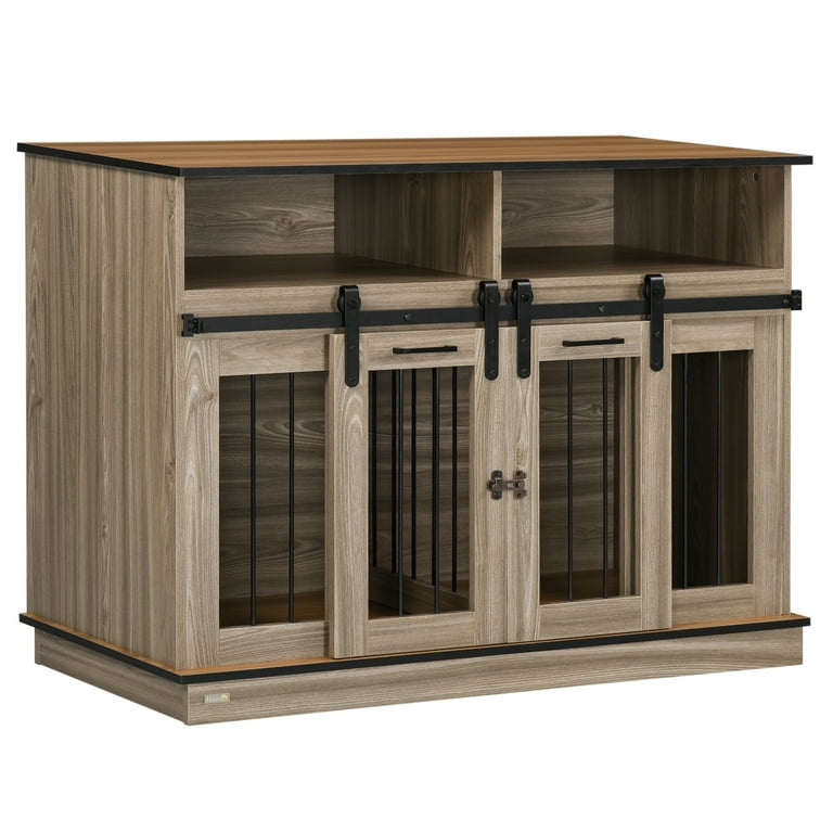 Double dog crate entertainment clearance center