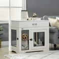 thumbnail image 1 of PawHut Dog Crate Furniture with Soft Water-Resistant Cushion, Dog Kennel End Table with Drawer, Puppy Crate for Small Dogs Indoor with 2 Doors, White, 1 of 9
