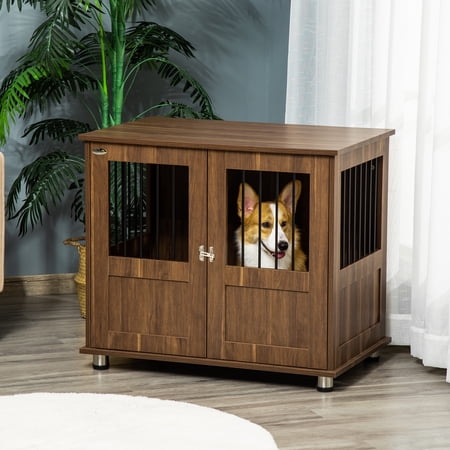 PawHut Dog Crate, Pet Cage Kennel, w/ Wooden Top, Windows, for Medium Dogs