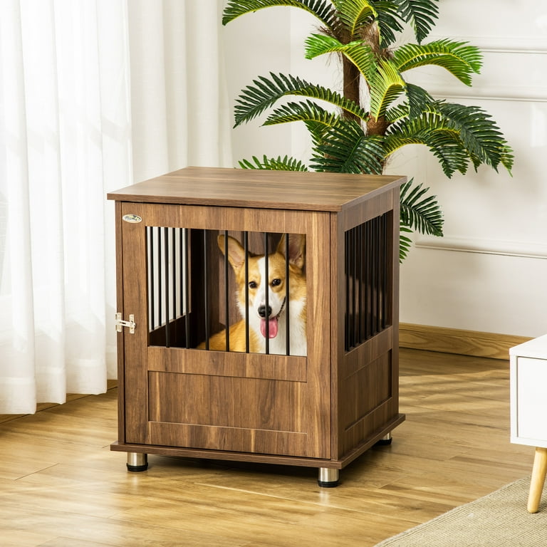 PawHut Dog Crate, Pet Cage Kennel, w/ Wooden Top, Windows, for