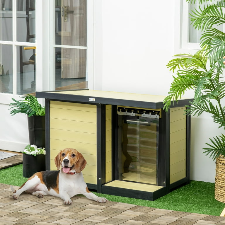 PawHut Outdoor Waterproof Dog House for Medium Dogs with Openable