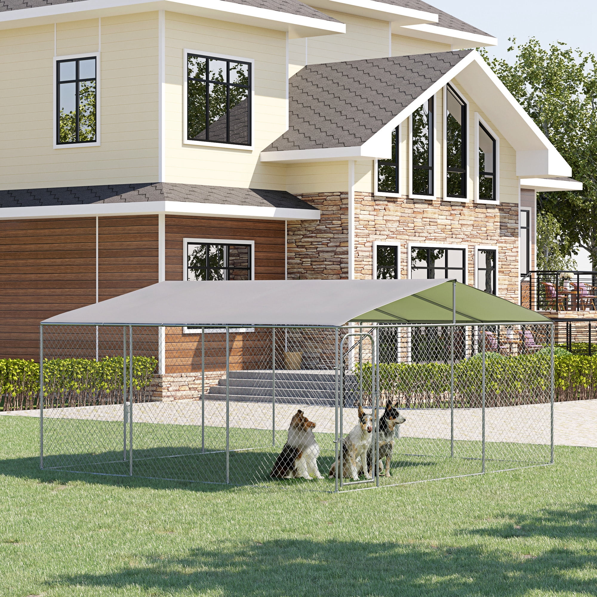 Covered dog run attached to house deals