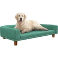 thumbnail image 1 of PawHut Dog Sofa Couch, Pet Bed with Comfortable Luxury Cushion, Washable Cover, Wooden Legs, Anti-Slip Mat for Large Dogs, Cats, Kittens, Green, 1 of 18
