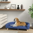 thumbnail image 1 of PawHut Dog Sofa Couch, Pet Bed with Comfortable Luxury Cushion, Washable Cover, Wooden Legs, Anti-slip Mat for Large Dogs, Cats, Kittens, Blue, 1 of 9