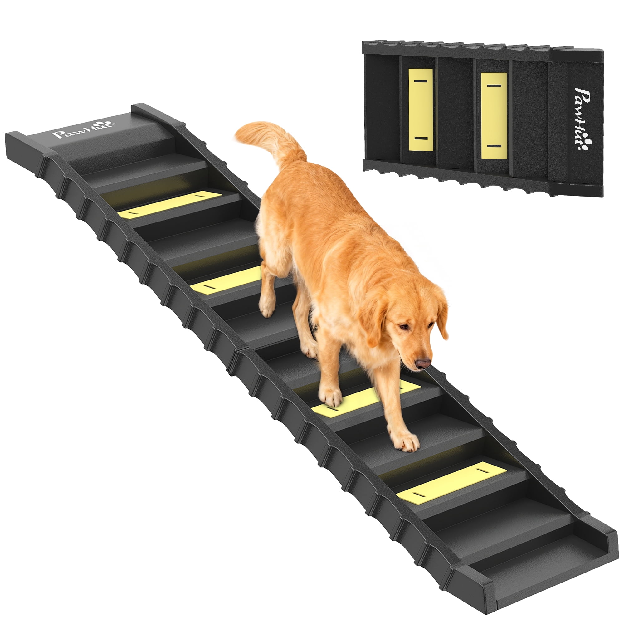 PawHut Dog Stairs for Car Truck SUV, Foldable Dog Ramp for Medium Small ...
