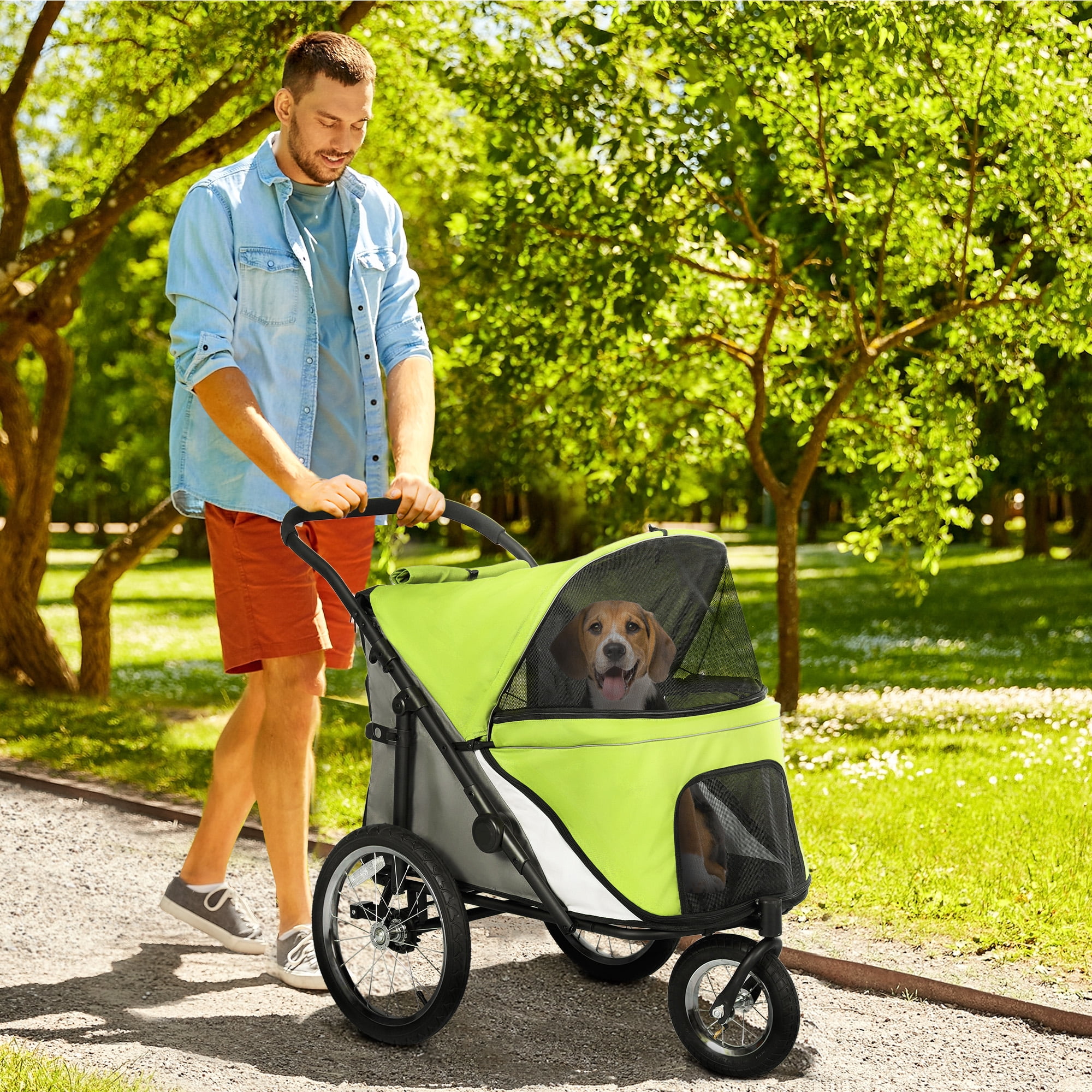 PawHut Dog Stroller, Wheels Pet Stroller w/ One-Hand Fold