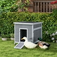 thumbnail image 1 of PawHut Duck Coop, Wooden Duck House with Openable Roof, Removable Floor, Double Doors, Ramp, for 2-4 Ducks, Geese, Rabbits, Chickens, 25" x 32" x 30", 1 of 9