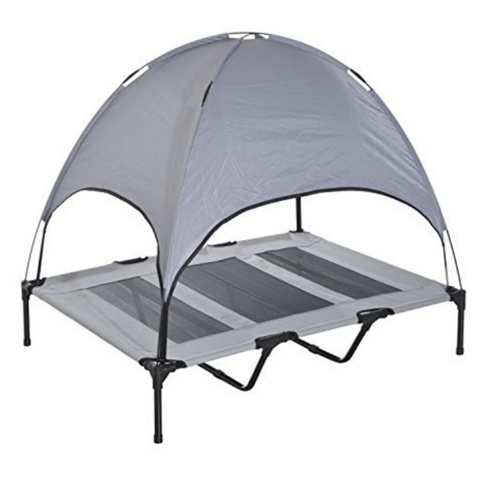 X-Large Gray Elevated Outdoor Dog Bed with Canopy Shade