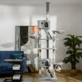 thumbnail image 1 of PawHut Floor to Ceiling Cat Tree, 94.5"-102.5" Height Adjustable Cat Climbing Tower with Scratching Posts, Condos, Hammocks, Platforms, Dangling Balls, 1 of 10