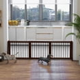 thumbnail image 1 of PawHut Freestanding Pet Gate with Retractable Length, 28"-75", Brown, 1 of 9