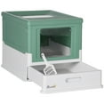 thumbnail image 1 of PawHut Fully Enclosed Cat Litter Box with Front Entry, Top Exit, Green, 1 of 10