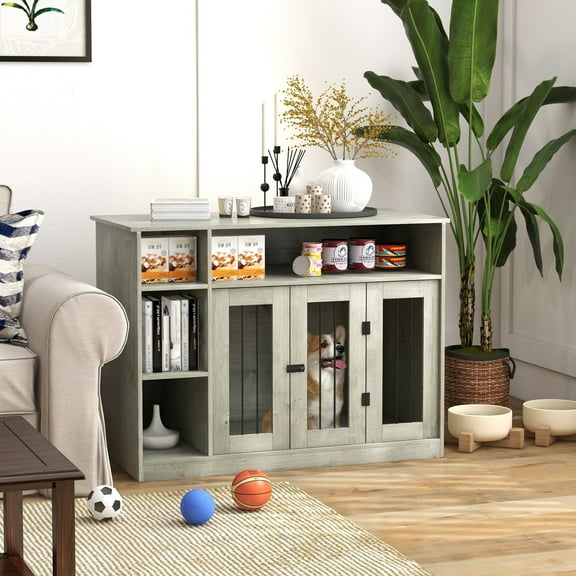 PawHut Furniture Style Dog Crate End Table W/ Adjustable Shelf Storage Space