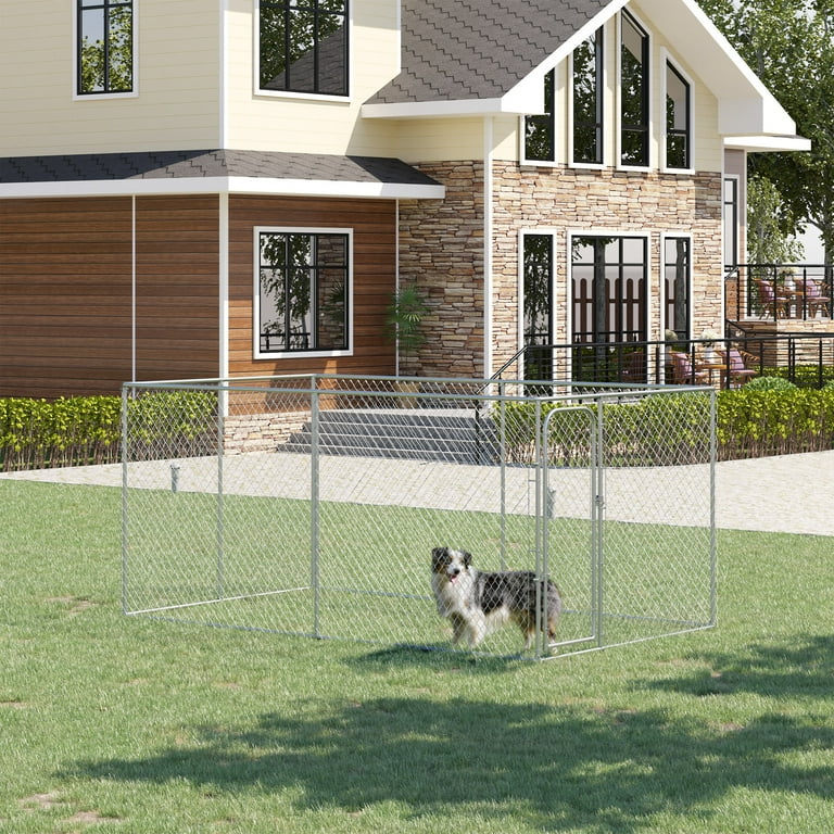 PawHut Outdoor Dog Kennel with Galvanized Steel Frame and Lockable