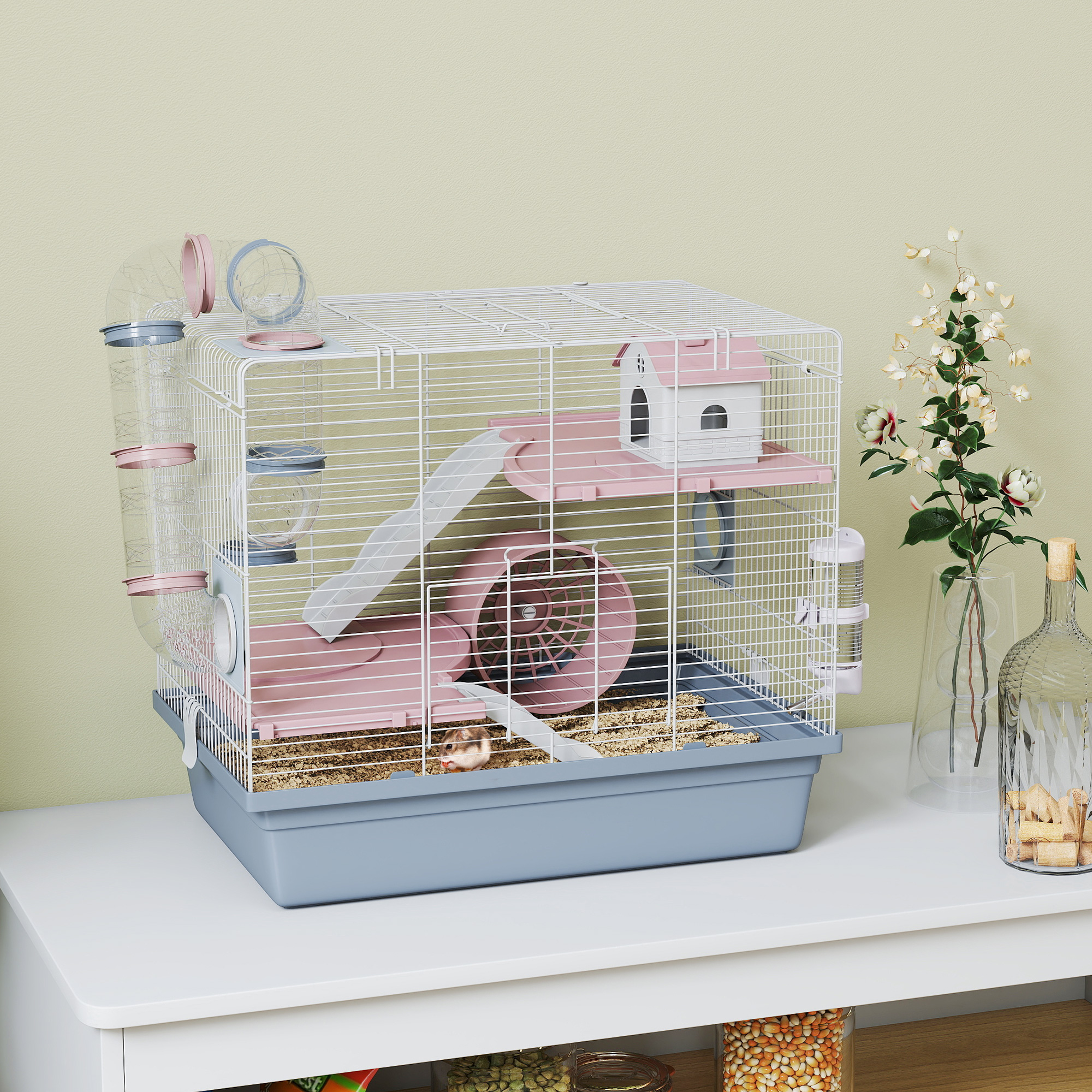 Picture Idea: Pawhut Hamster Cage 3 Tier Gerbil Cage With Exercise Wheel