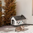 thumbnail image 1 of PawHut Heated Cat House Condo, Foldable Enclosed Pet House with Heating Pad for Cats or Small Dogs, Use for Indoor & Outdoor Paw Print Pattern, 1 of 8