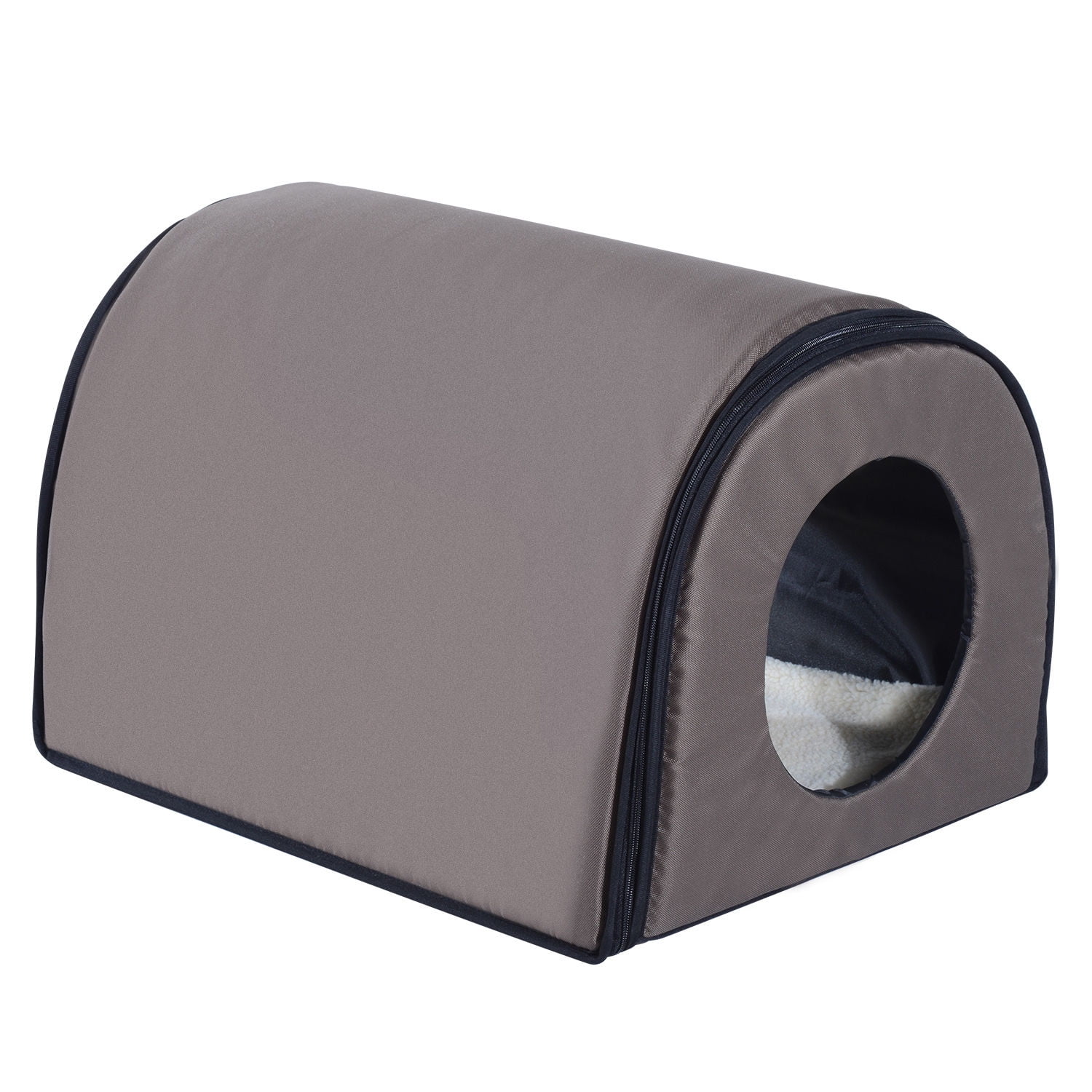 PawHut Heated Outdoor Cat House Brown 21 in Walmart