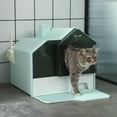 thumbnail image 1 of PawHut Hooded Cat Litter Box w/ Litter Mat, Litter Particle Catching, Blue, 1 of 9