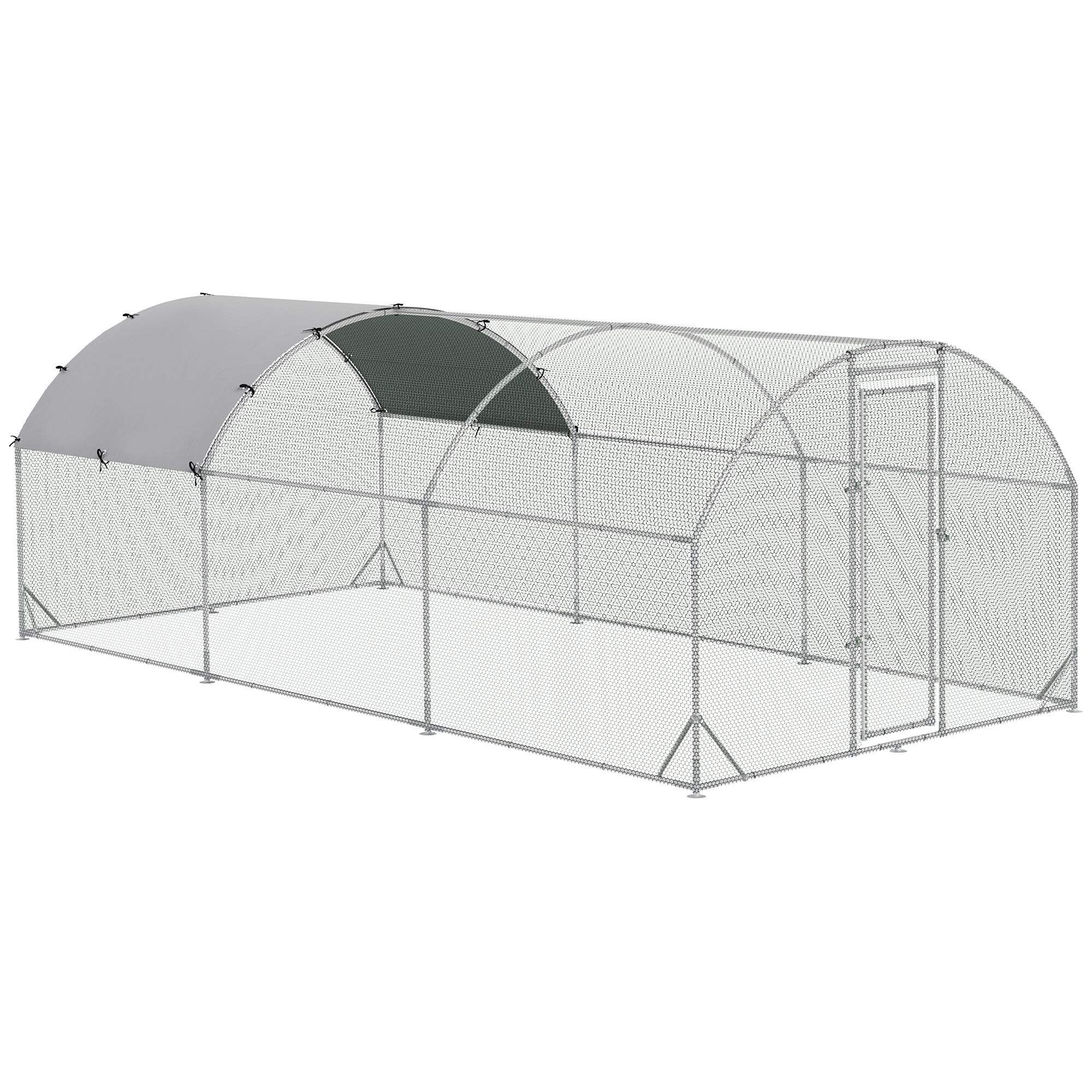 PawHut Large Chicken Coop Metal Chicken Run with Waterproof and AntiUV