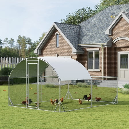 PawHut Large Metal Chicken Coop Walk-In Chicken Coop Hen House