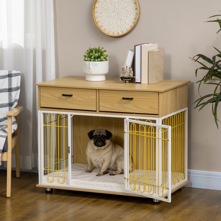 PawHut Medium Dog Crate End Table, Dog Crate Bed Dog Kennel