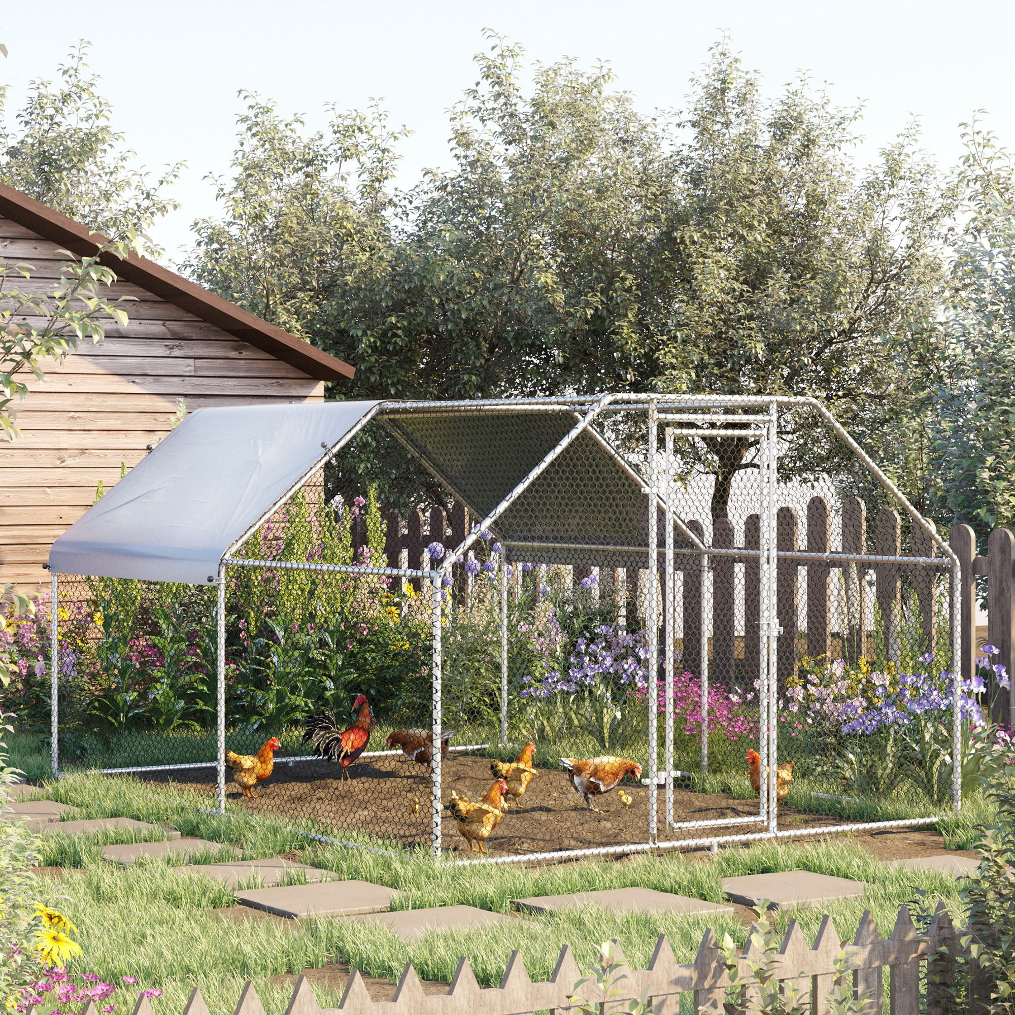 趣味・スポーツ・実用 DAC Coop Sweet Coop PawHut Large Predator Proof Metal Chicken Coop Run, Walk-In