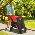 thumbnail image 1 of PawHut One-Click Foldable Dog Stroller for M L Dogs, Pet Stroller, Red, 1 of 10