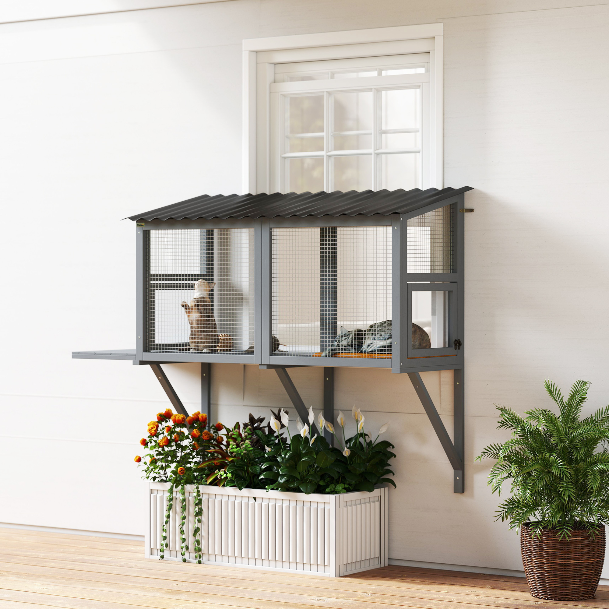 PawHut Kattenkooi 4 Niveaus - Ruime Modulaire Kattenren 105x70x140 Cm Met Platforms En Hangmat