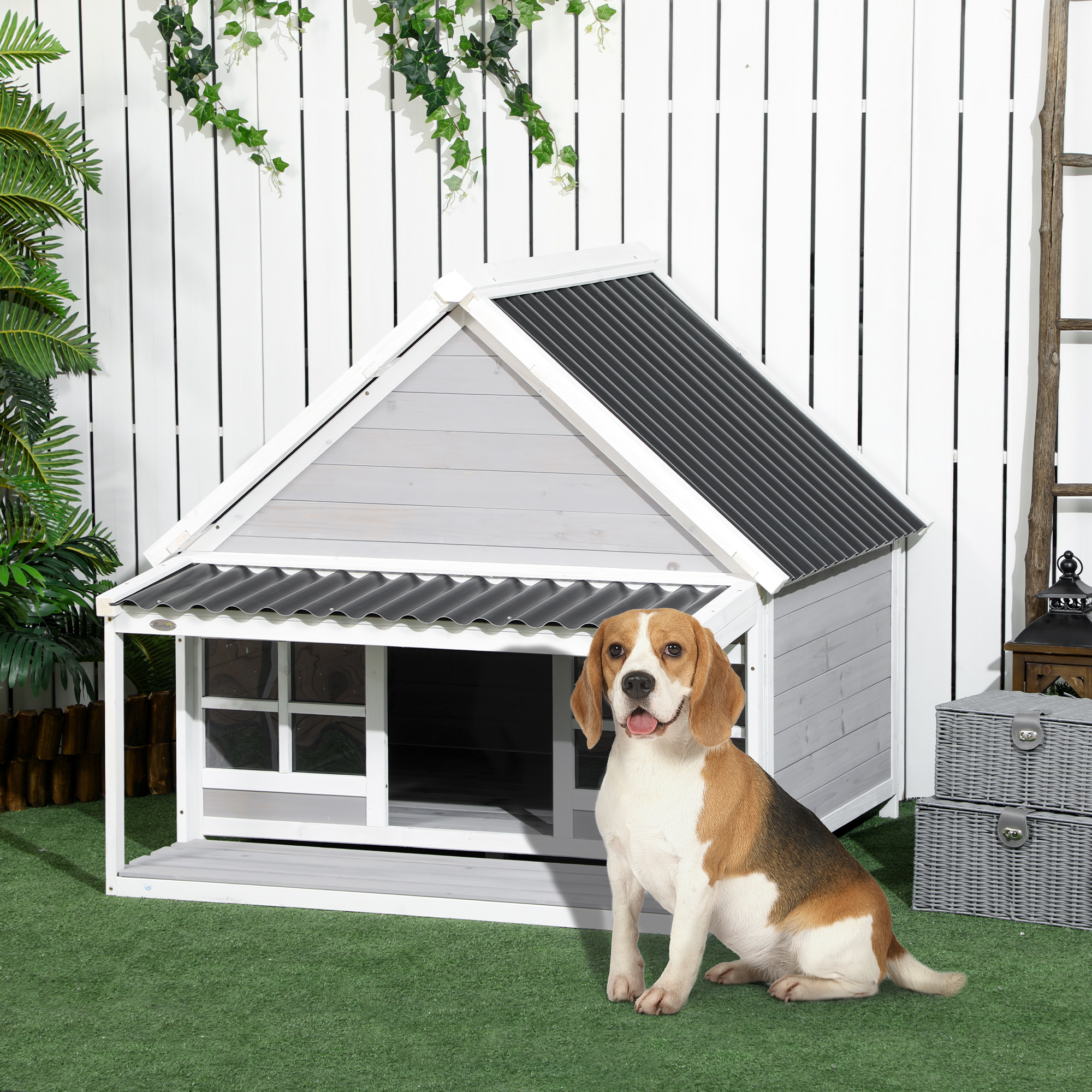 Pawhut Outdoor Dog House 49 5 X 46 5 X 41 25 Gray Walmart Pawhut Outdoor Dog House 49 5 X 46 5 X 41 25 Gray Walmart