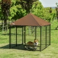 thumbnail image 1 of PawHut Outdoor Dog Kennel, 4.6' x 4.6' x 5' Puppy Play Pen with Canopy Garden Playpen Fence Crate Enclosure Cage Rotating Bowl, Black, 1 of 10