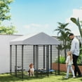 thumbnail image 1 of PawHut Outdoor Dog Kennel with Roof, Welded Wire Dog Playpen Enclosure with Escape-proof Lock, UV-Resistant & Waterproof Cover, 5.9' x 4' x 6', Silver, 1 of 9