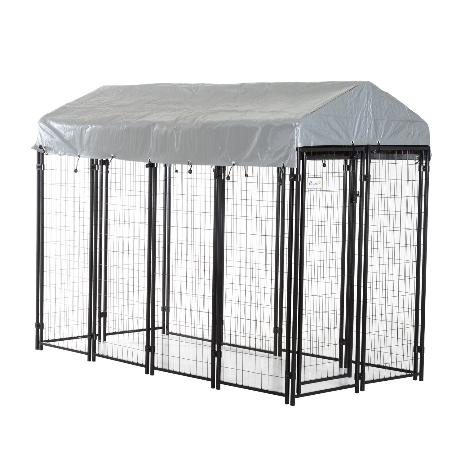 PawHut Outdoor Galvanized Metal Dog Kennel Playpen With UV And Water Resistant Tarp Cover, 97 inch