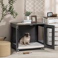 thumbnail image 1 of PawHut Dog Crate Furniture with Water-resistant Cushion, Dog Crate End Table with Double Doors, Indoor Pet Crate for Small Medium Dogs Indoor Use, Charcoal Grey, 1 of 9