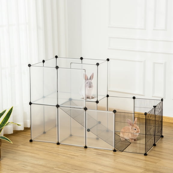 PawHut Pet Playpen Small Animal Cage 27 Panels for Rabbit, Guinea Pig