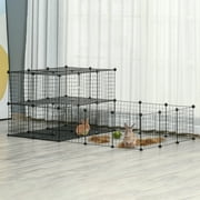 PawHut Pet Playpen Small Animal Cage 47 Panels for Rabbit, Guinea Pig