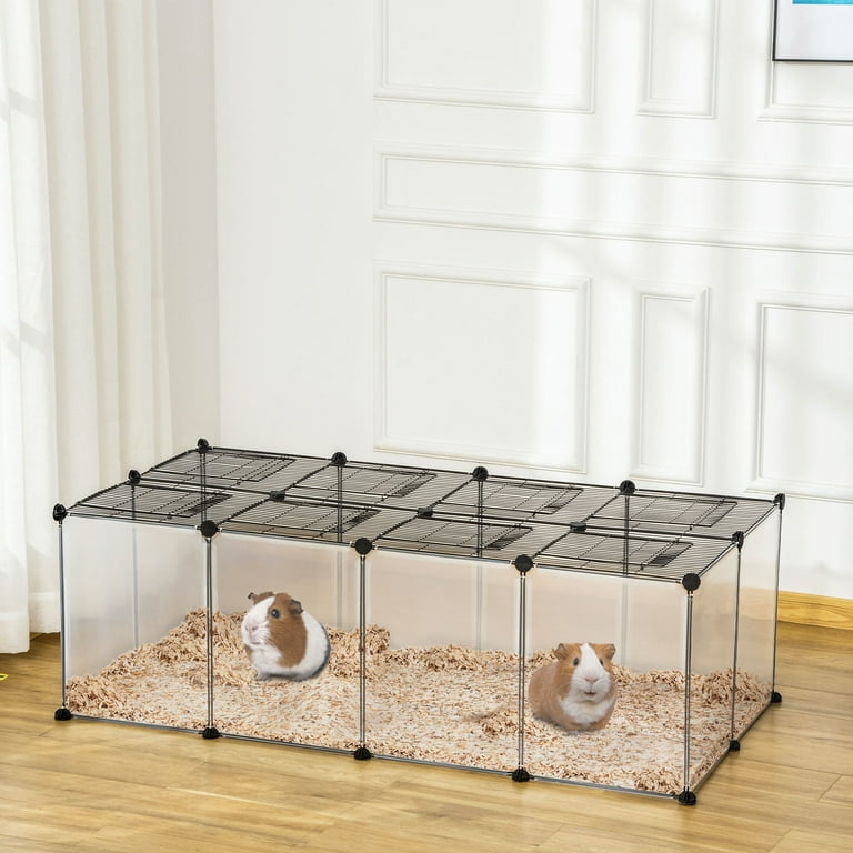 PawHut Pet Playpen Small Animal Cage Transparent Customizable