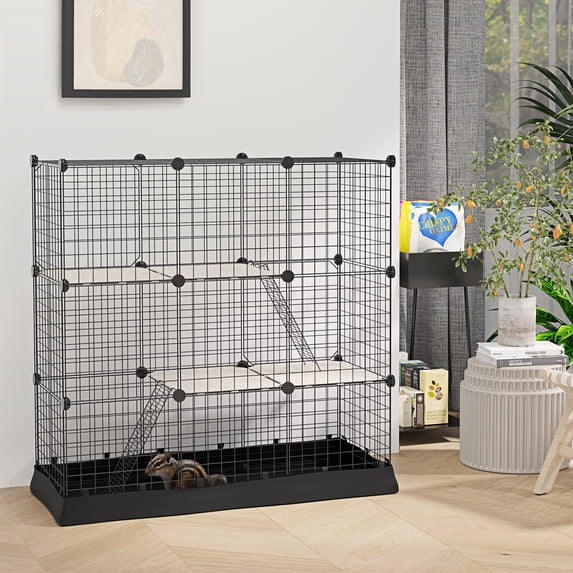 PawHut Bunny Enclosure Panels, Playpen for Rabbit, Ferret, Chinchilla ...